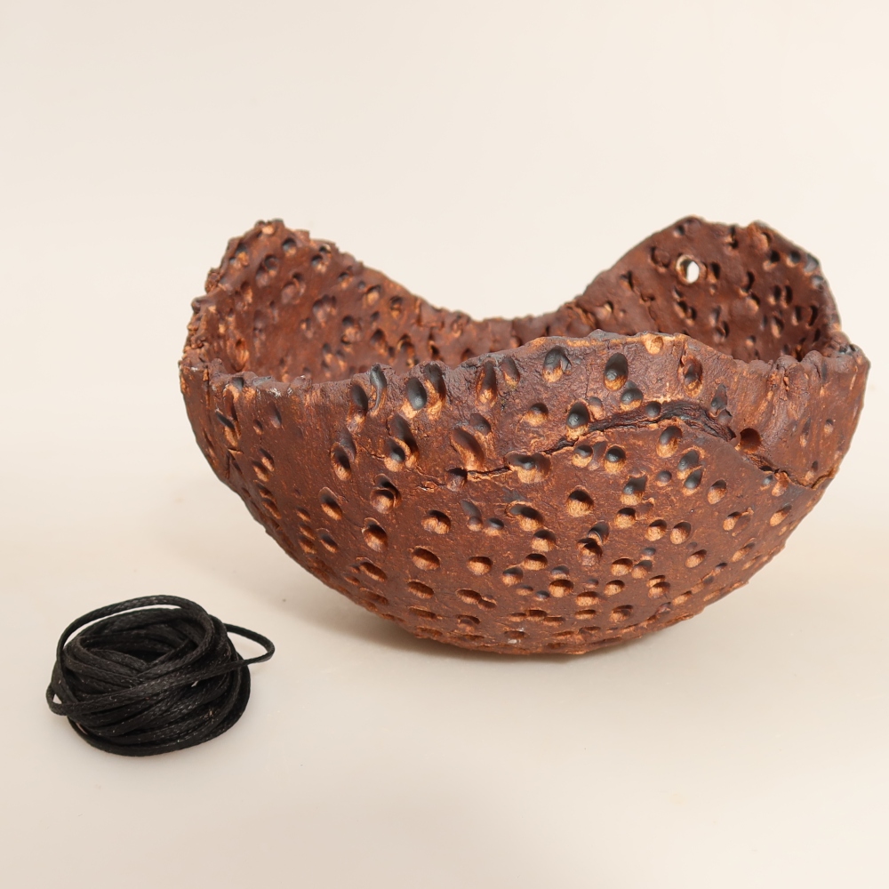 Contenitore in ceramica per Kokedama 14 x 13 x 9 cm, colore marrone
