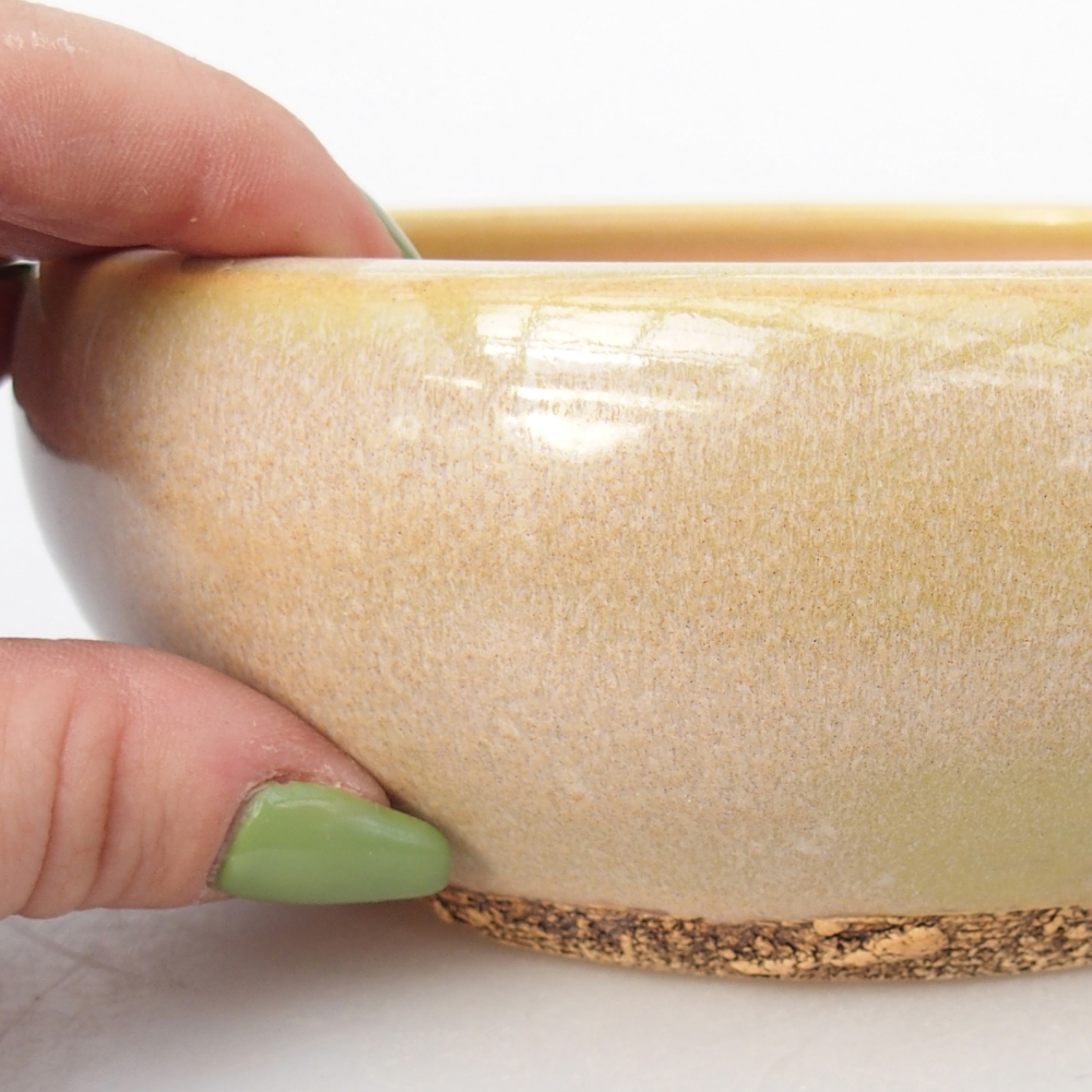 Ciotola per bonsai in ceramica 15 x 15 x 5,5 cm, giallo-verde