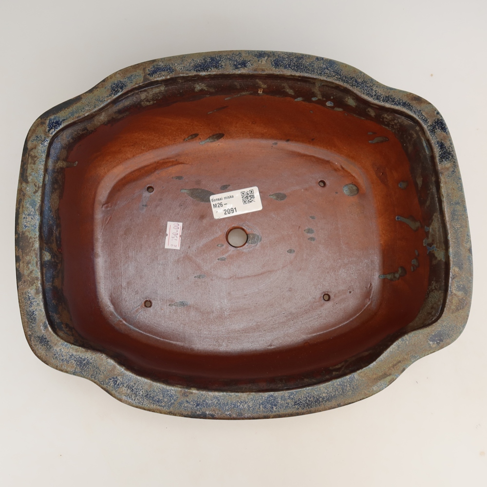Vaso da bonsai in ceramica 30,5 x 25,5 x 10,5 cm, colore marrone-blu