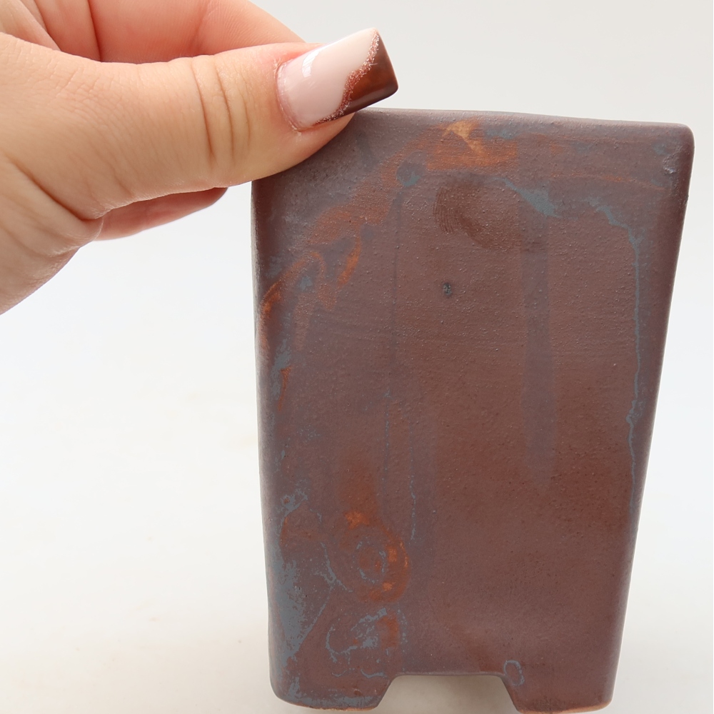 Vaso da bonsai in ceramica 7,5 x 7,5 x 10,5 cm, colore metallizzato