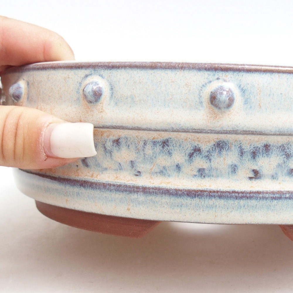 Ciotola per bonsai in ceramica 20,5 x 20,5 x 6 cm, colore blu