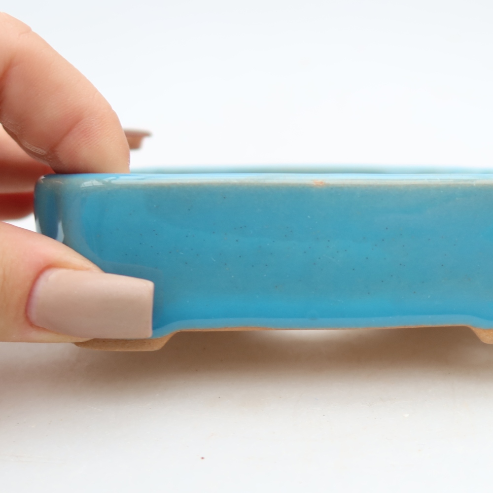 Vaso da bonsai in ceramica 10,5 x 9 x 3 cm, colore blu