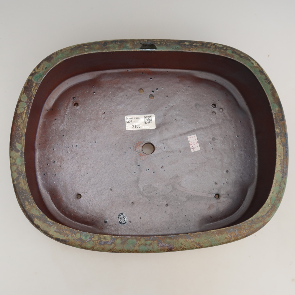 Vaso da bonsai in ceramica 31,5 x 24 x 8 cm, colore verde-marrone