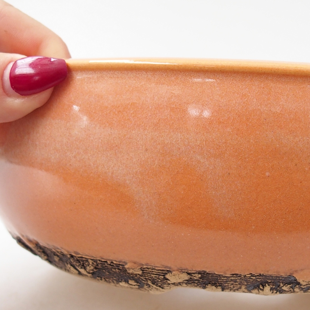 Ciotola per bonsai in ceramica 20,5 x 20,5 x 6 cm, arancione