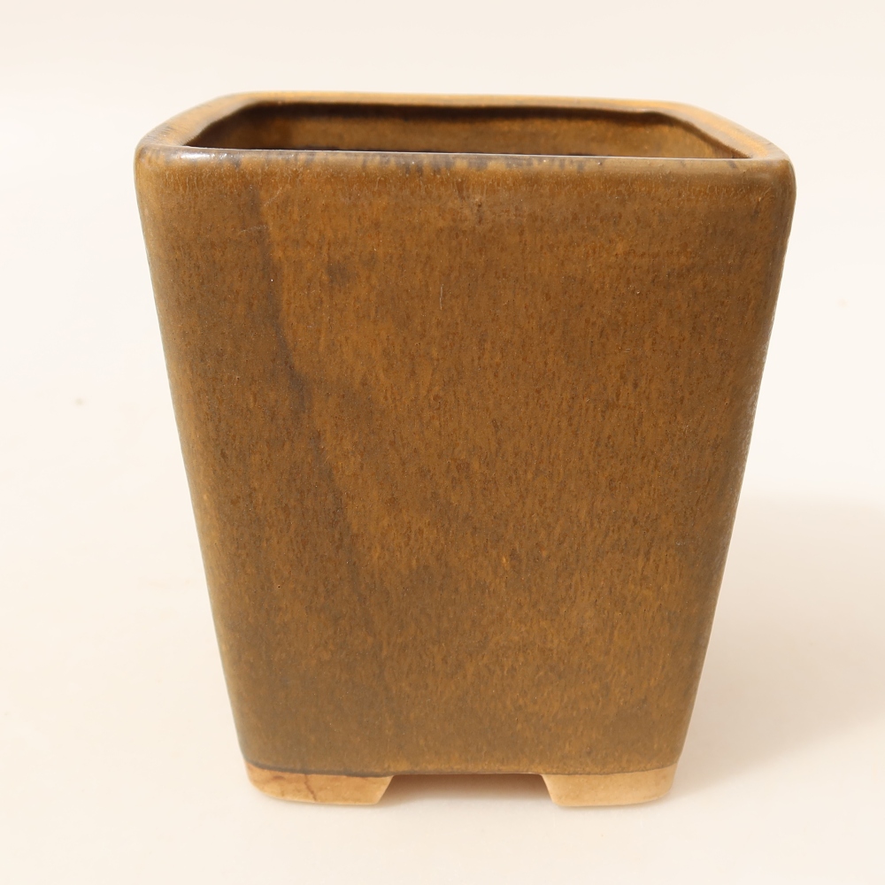 Vaso da bonsai in ceramica 10,5 x 10,5 x 12 cm, colore marrone