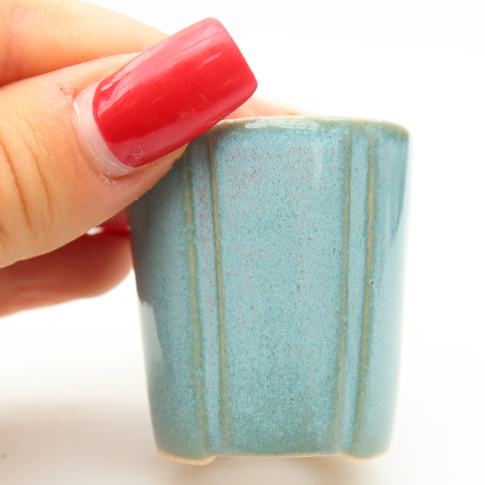 Ciotola per bonsai in ceramica 4 x 4 x 4,5 cm, colore blu