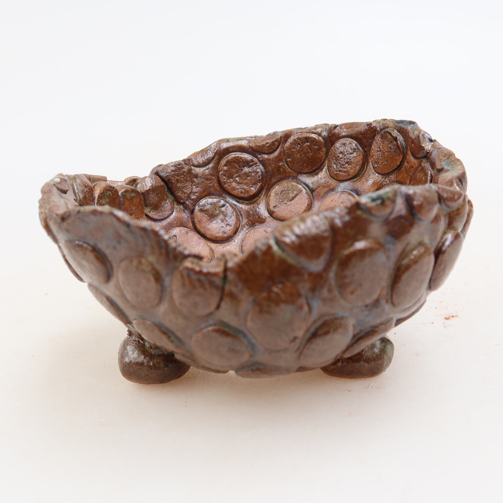 Guscio in ceramica  8,5 x 8,5 x 5 cm, colore verde-marrone