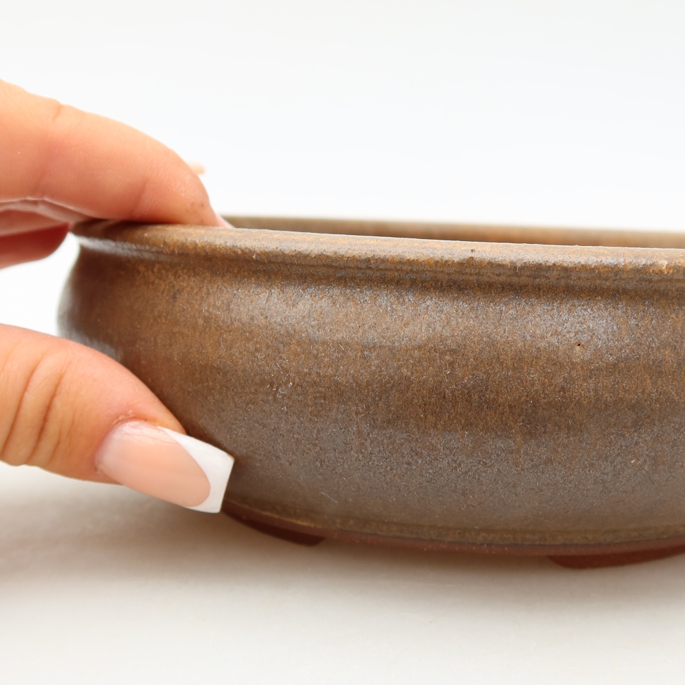 Ciotola per bonsai in ceramica 16,5 x 16,5 x 5,5 cm, marrone