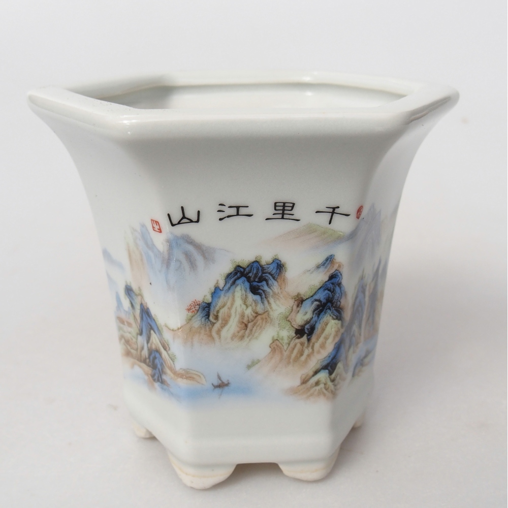 Ciotola per bonsai in ceramica 10 x 9 x 9 cm, colore bianco