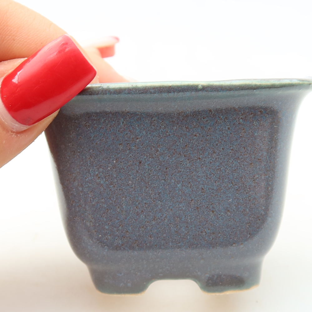 Vaso da bonsai in ceramica 6,5 x 6,5 x 5 cm, colore grigio