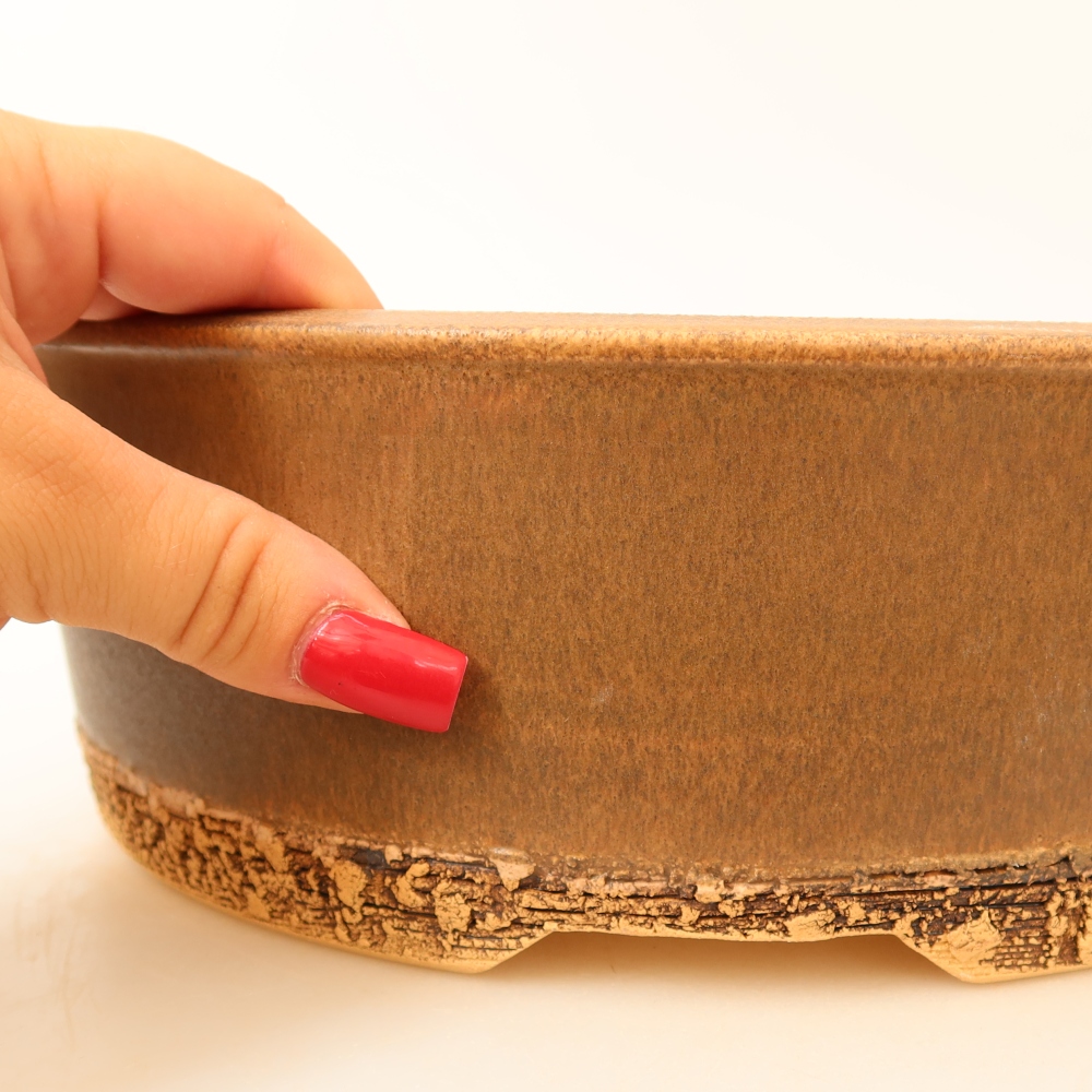 Vaso da bonsai in ceramica 24 x 24 x 8,5 cm, colore marrone