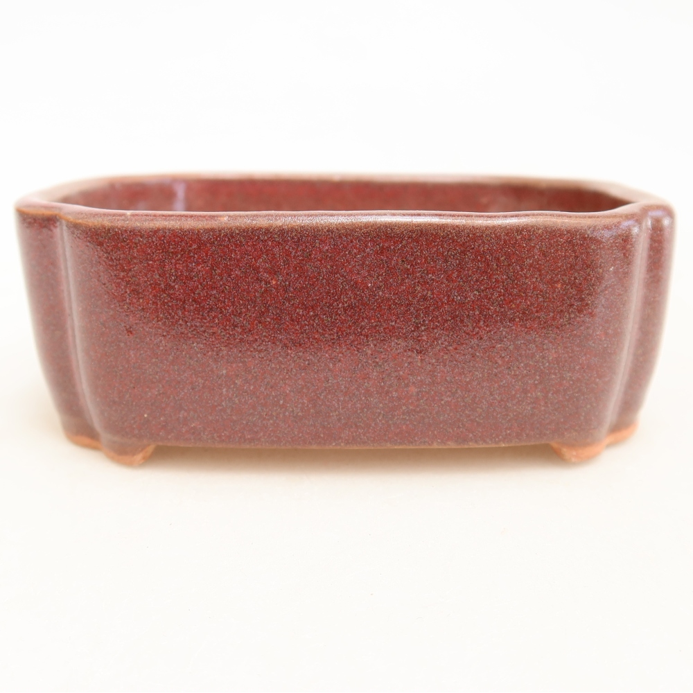 Vaso da bonsai in ceramica 10,5 x 8 x 4 cm, colore bordeaux