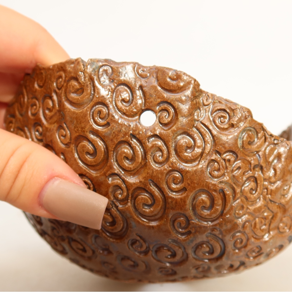 Contenitore in ceramica per Kokedama 13 x 12,5 x 8 cm, colore marrone