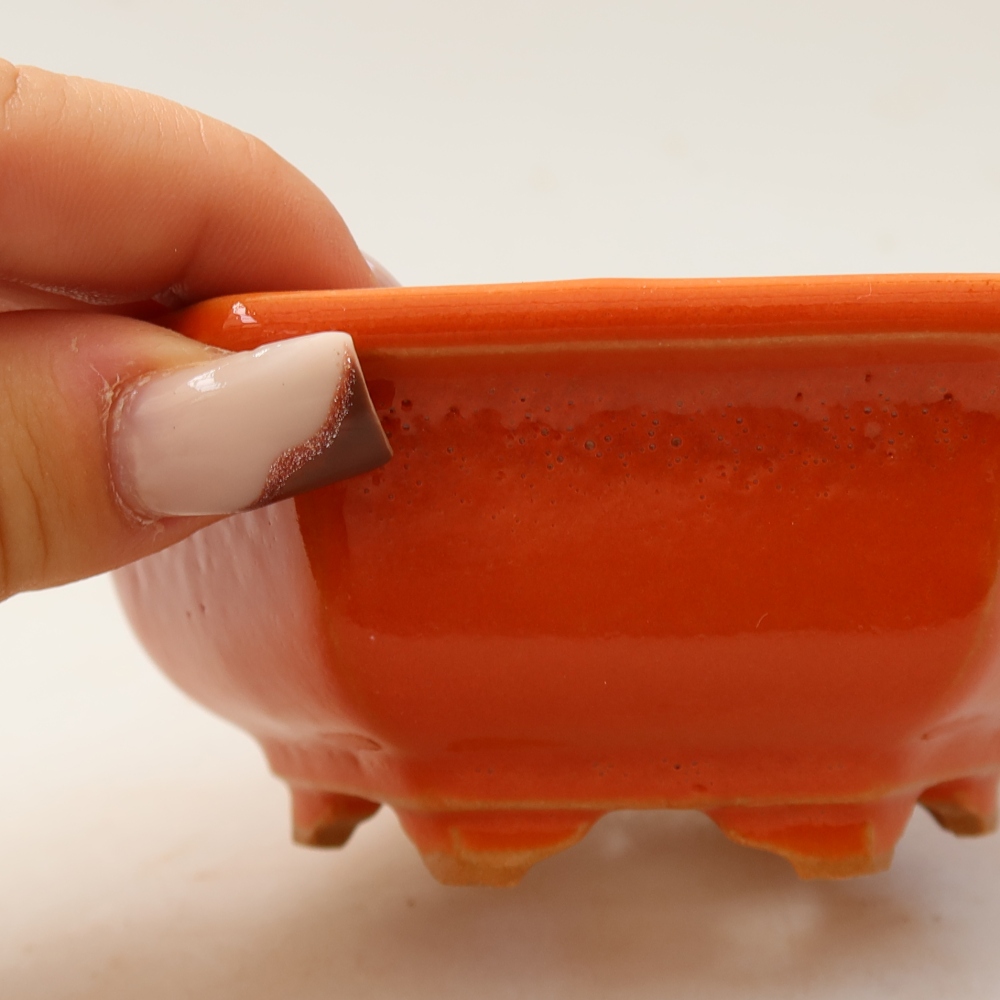 Ciotola per bonsai in ceramica 12 x 10,5 x 4,5 cm, arancione