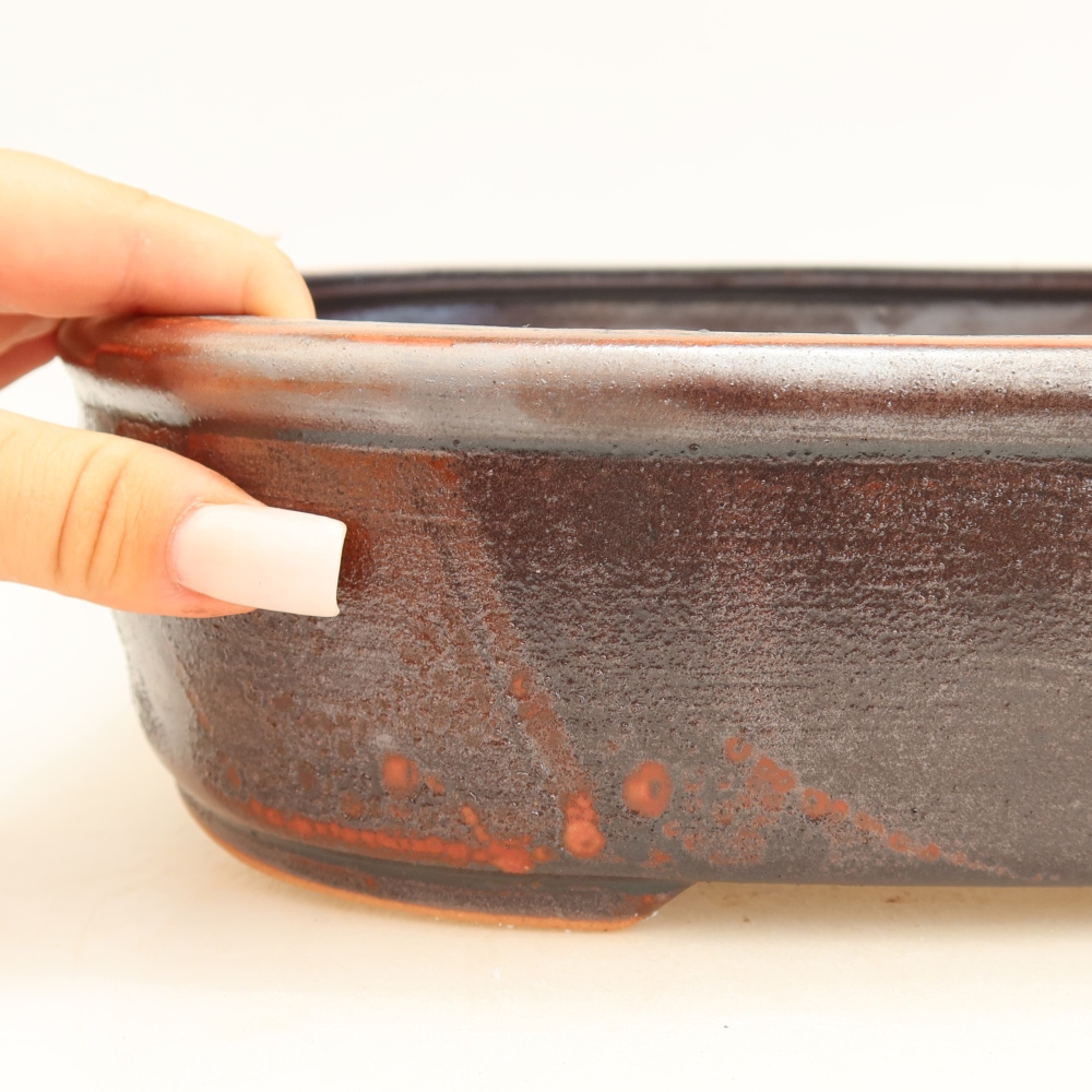 Vaso da bonsai in ceramica 31,5 x 24 x 8 cm, colore rosso metallizzato