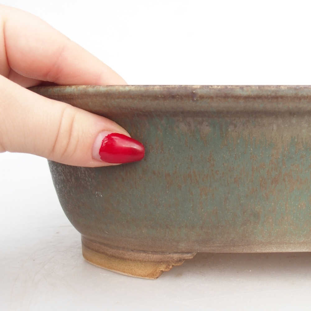 Ciotola per bonsai in ceramica 25,5 x 21,5 x 8 cm, verde