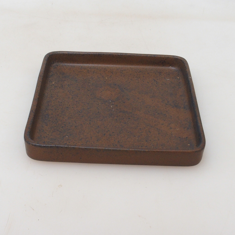 Sottovaso bonsai quadrato 13,5 x 13,5 x 1,5 cm - marrone