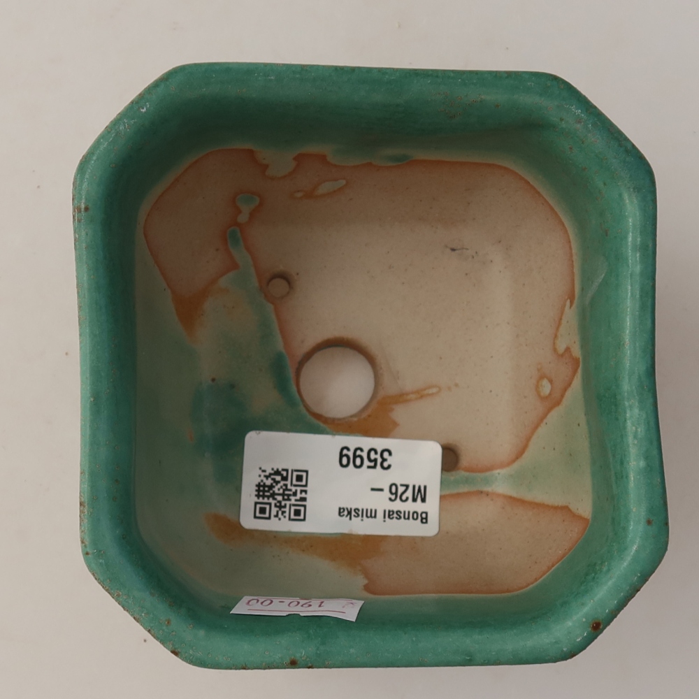 Vaso da bonsai in ceramica 10 x 10 x 6,5 cm, colore verde