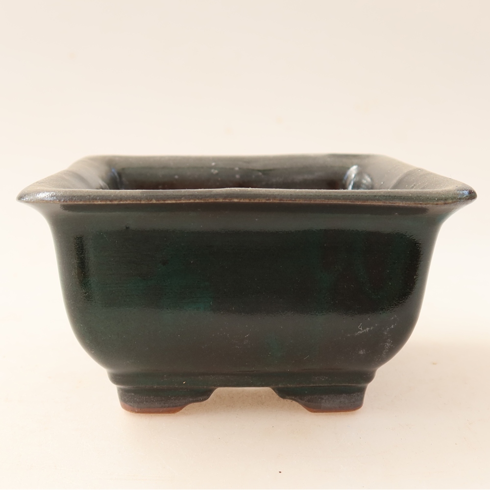 Vaso da bonsai in ceramica 9,5 x 9,5 x 5,5 cm, colore verde