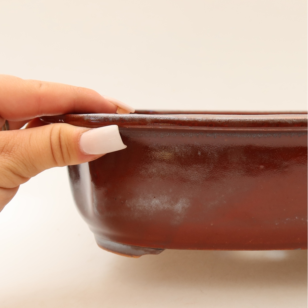 Vaso da bonsai in ceramica 24,5 x 21 x 7,5 cm, colore rosso