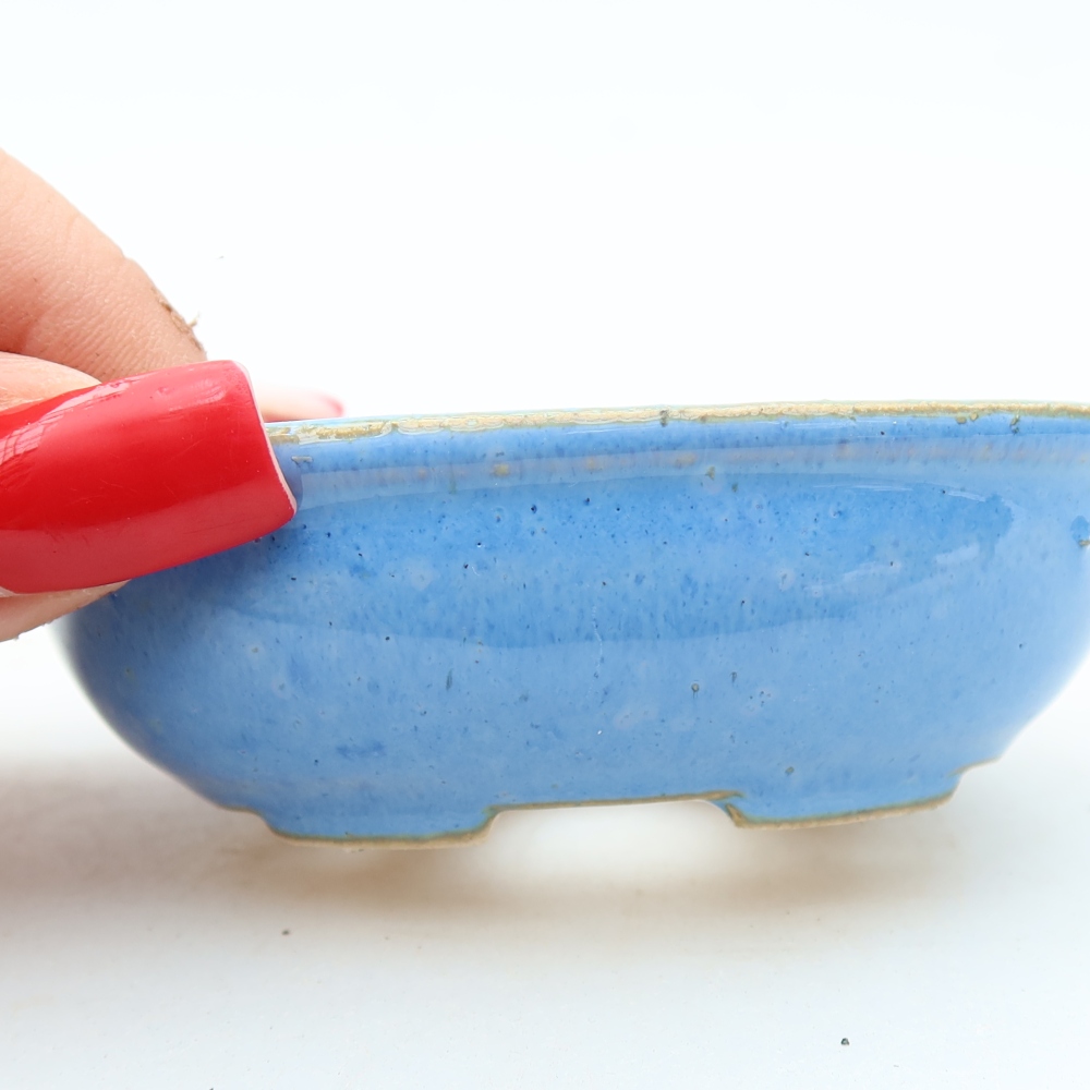 Vaso in ceramica per bonsai 8 x 6,5 x 3 cm, colore blu