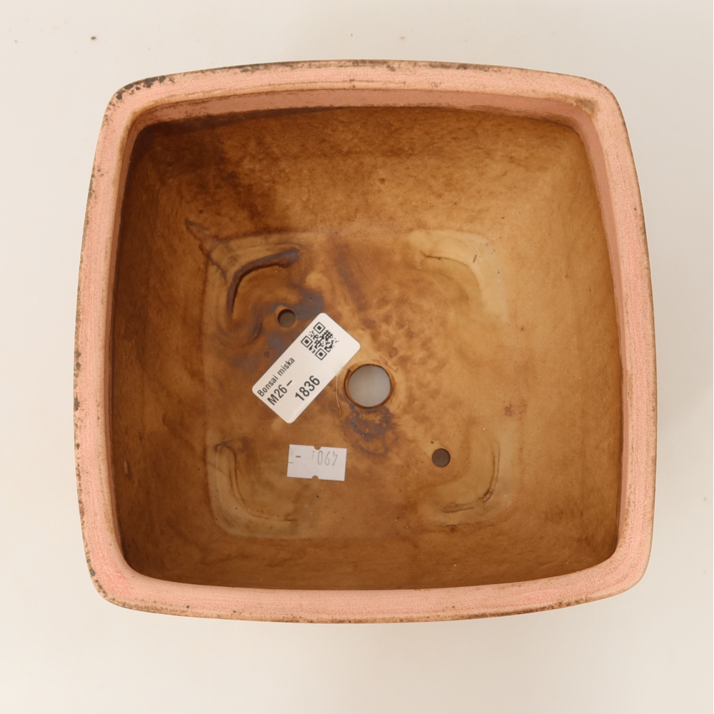 Vaso da bonsai in ceramica 16,5 x 16,5 x 9,5 cm, colore rosa