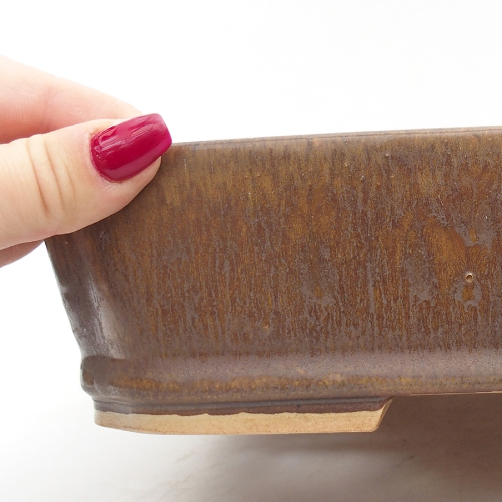 Ciotola per bonsai in ceramica 24,5 x 21 x 6 cm, marrone