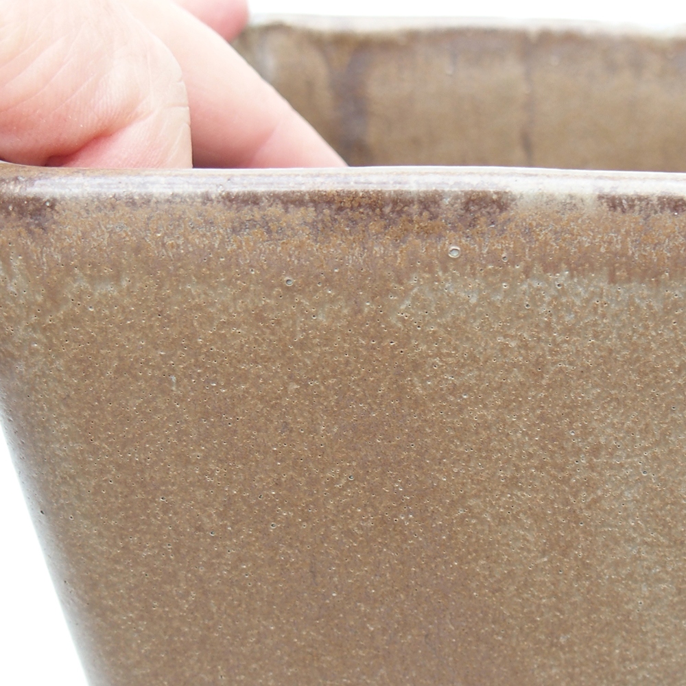 Ciotola bonsai in ceramica 13 x 13 x 13 cm, colore marrone-verde