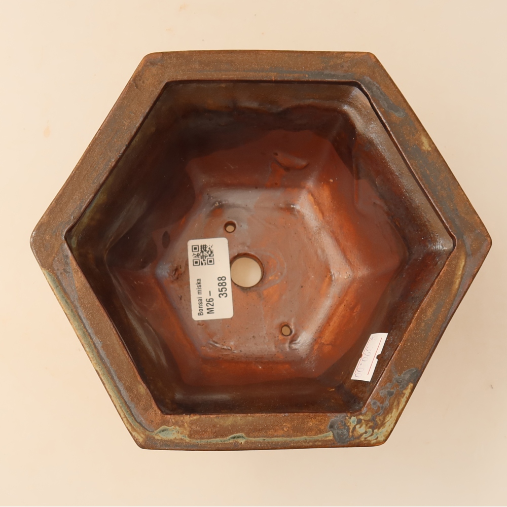 Ciotola per bonsai in ceramica 18,5 x 16,5 x 9 cm, marrone