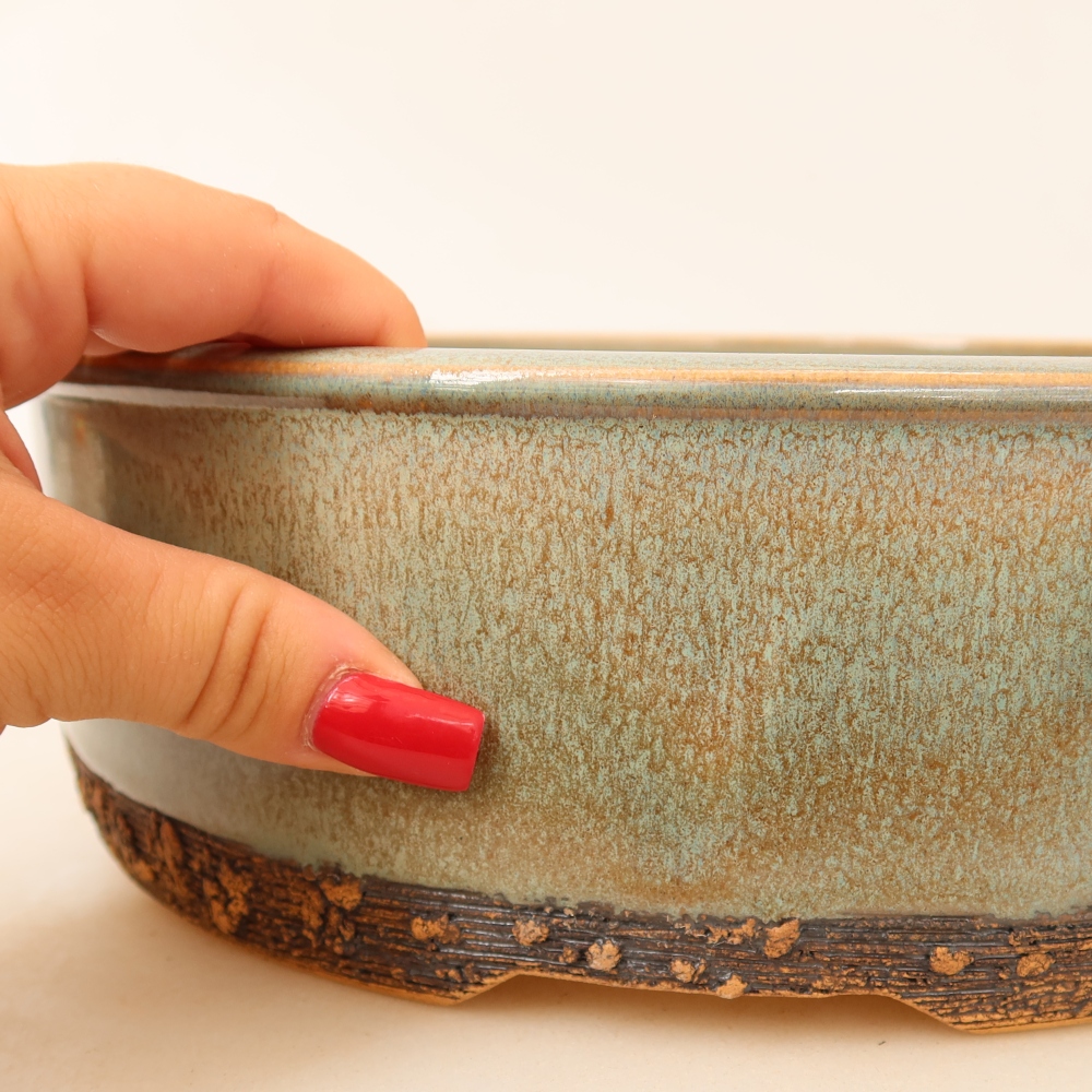 Vaso da bonsai in ceramica 25 x 25 x 8 cm, colore verde