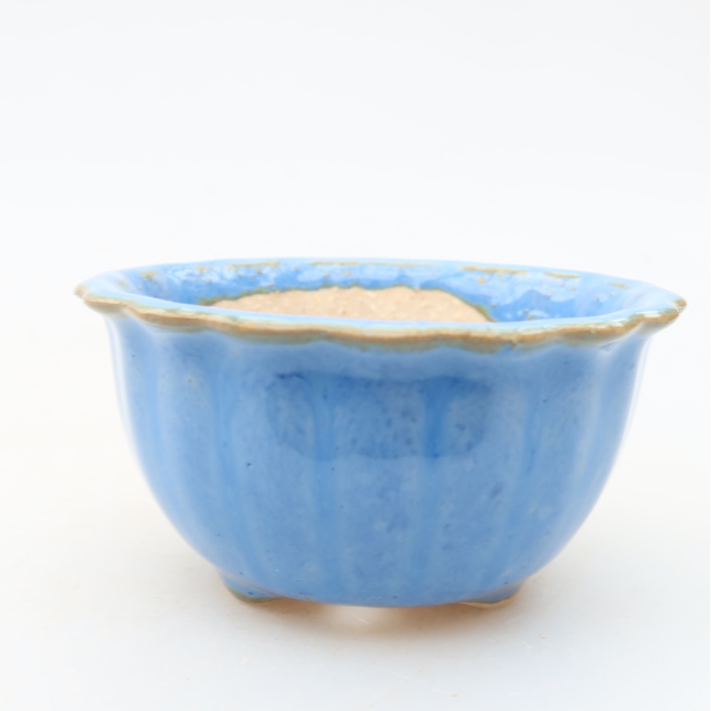 Vaso in ceramica per bonsai 7 x 7 x 4 cm, colore blu