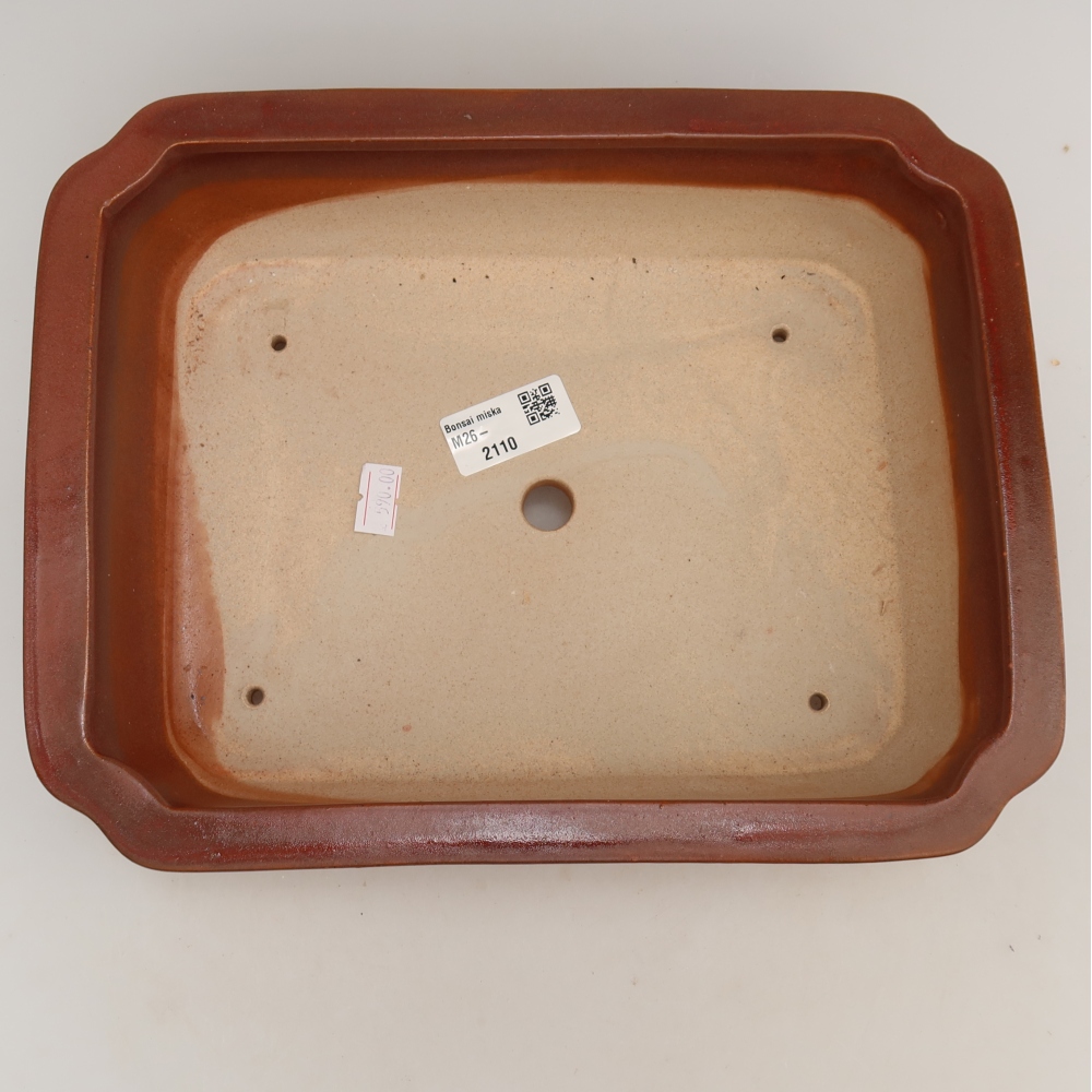 Vaso da bonsai in ceramica 27,5 x 21,5 x 7 cm, colore bordeaux