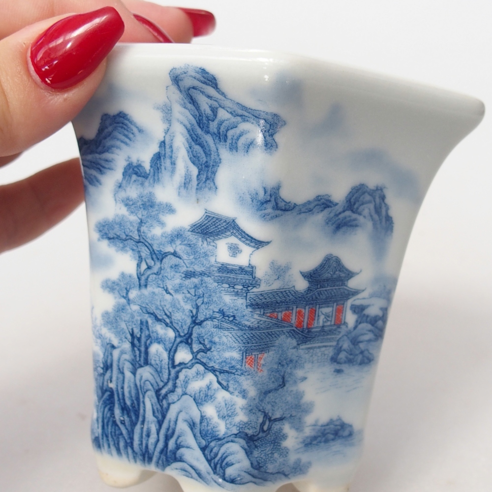 Ciotola per bonsai in ceramica 10 x 9 x 9 cm, colore bianco