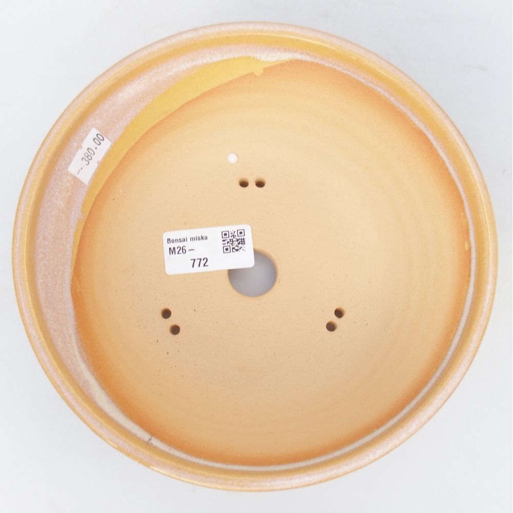 Ciotola per bonsai in ceramica 18,5 x 18,5 x 6,5 cm, colore marrone-giallo