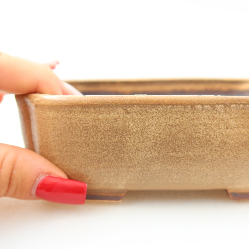 Vaso da bonsai in ceramica 13,5 x 12 x 4 cm, colore beige
