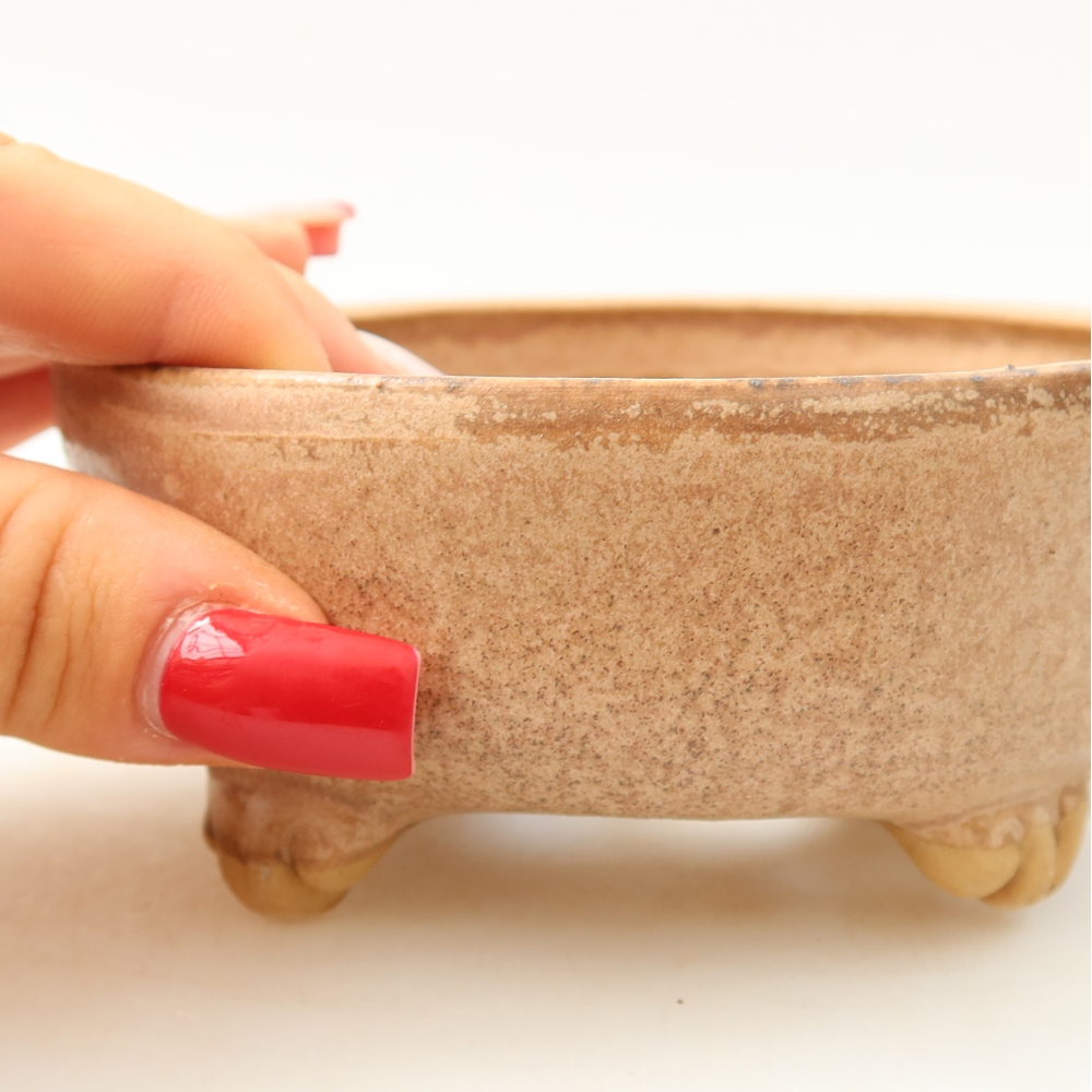 Vaso in ceramica per bonsai 10,5 x 10,5 x 4 cm, colore rosa