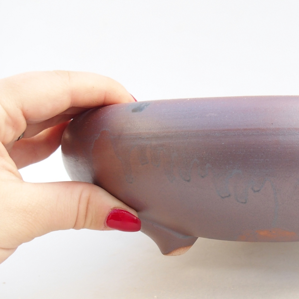 Ciotola bonsai in ceramica 21 x 21 x 7,5 cm, colore metallo