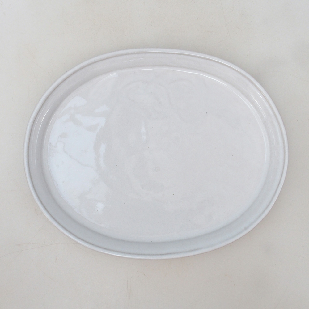 Sottovaso ovale per bonsai M - 22,5 x 18 x 1,5 cm - bianco
