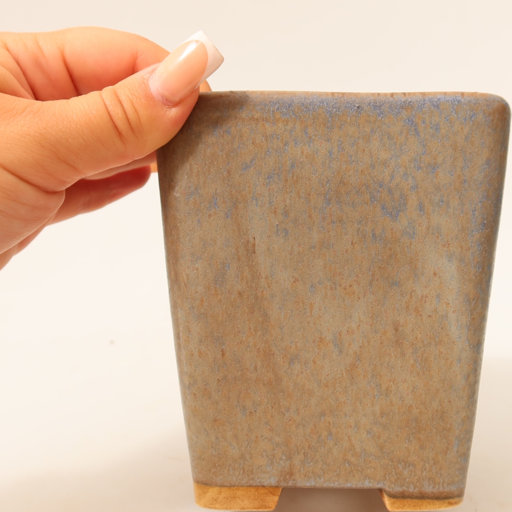 Vaso da bonsai in ceramica 10,5 x 10,5 x 12 cm, colore blu
