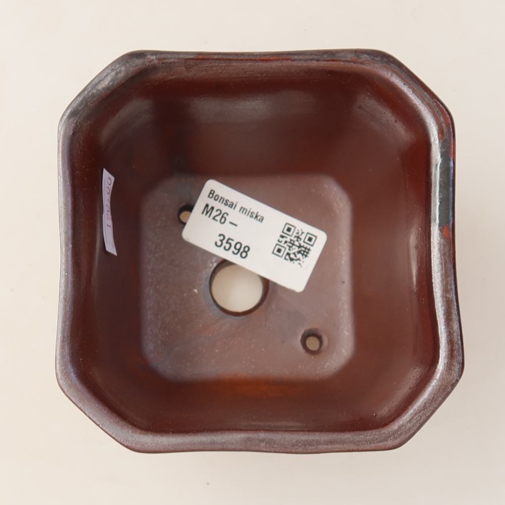 Vaso da bonsai in ceramica 10 x 10 x 6,5 cm, colore marrone