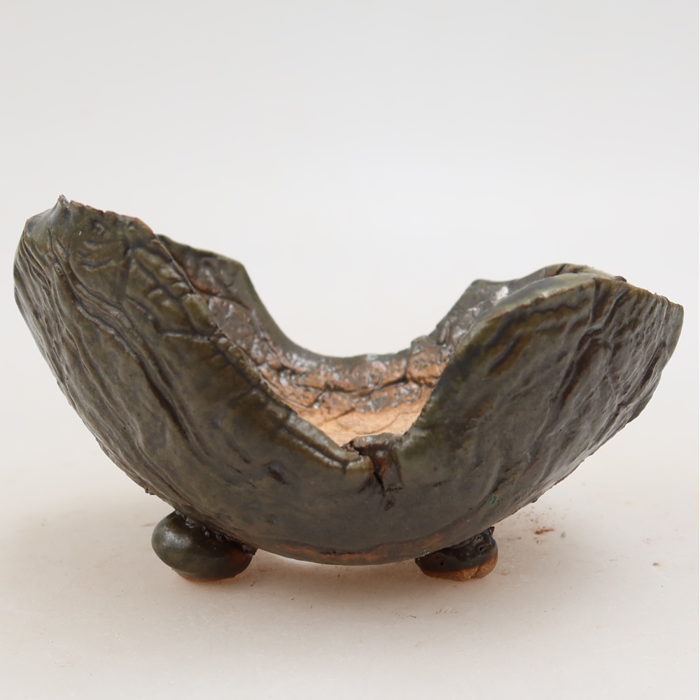 Guscio in ceramica  10,5 x 8,5 x 6 cm, colore verde-marrone