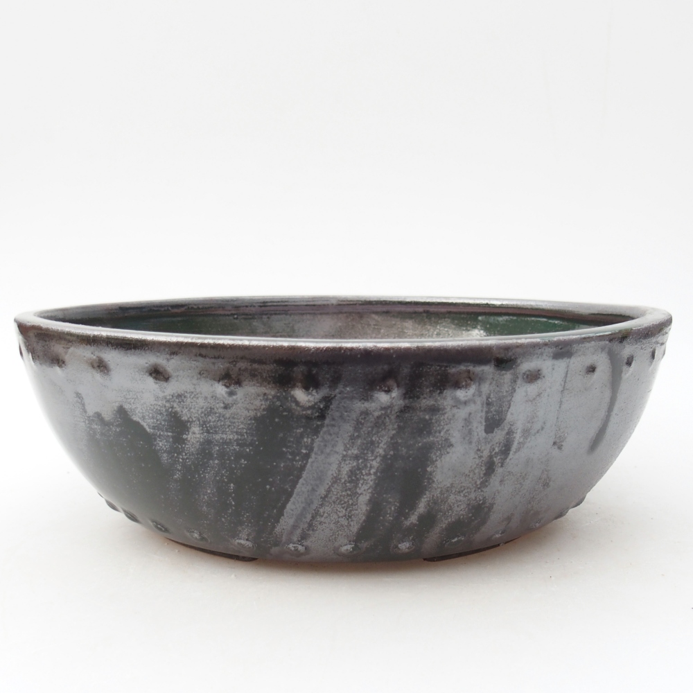 Ciotola bonsai in ceramica 24 x 24 x 7,5 cm, verde metallizzato
