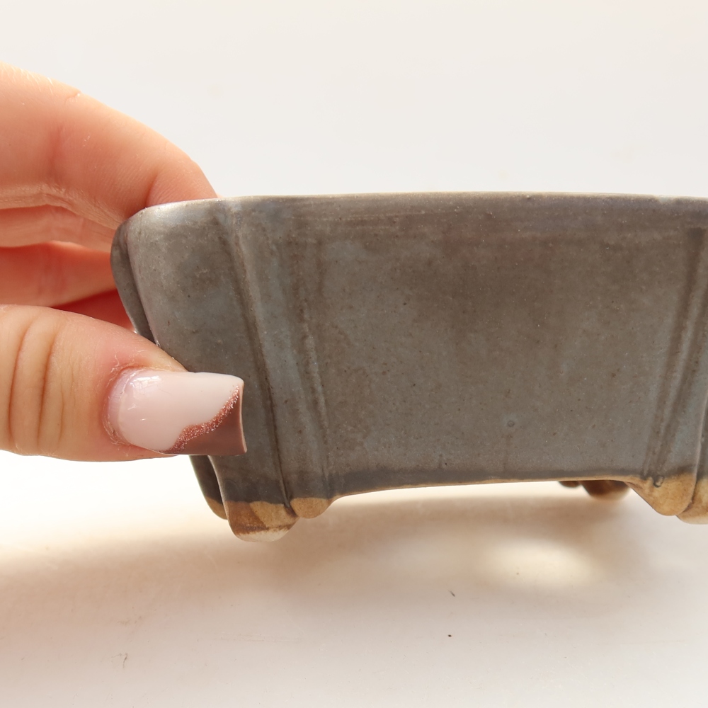 Vaso da bonsai in ceramica 10,5 x 8,5 x 5 cm, colore blu