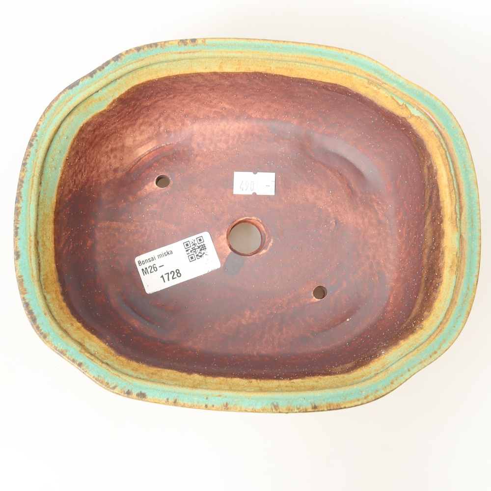Vaso da bonsai in ceramica 20,5 x 16,5 x 7 cm, colore verde