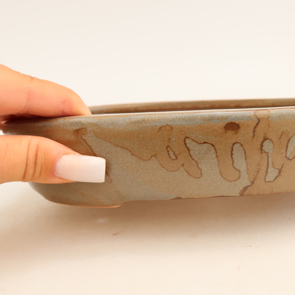 Vaso per bonsai in ceramica 22 x 17 x 4 cm, colore marrone-blu