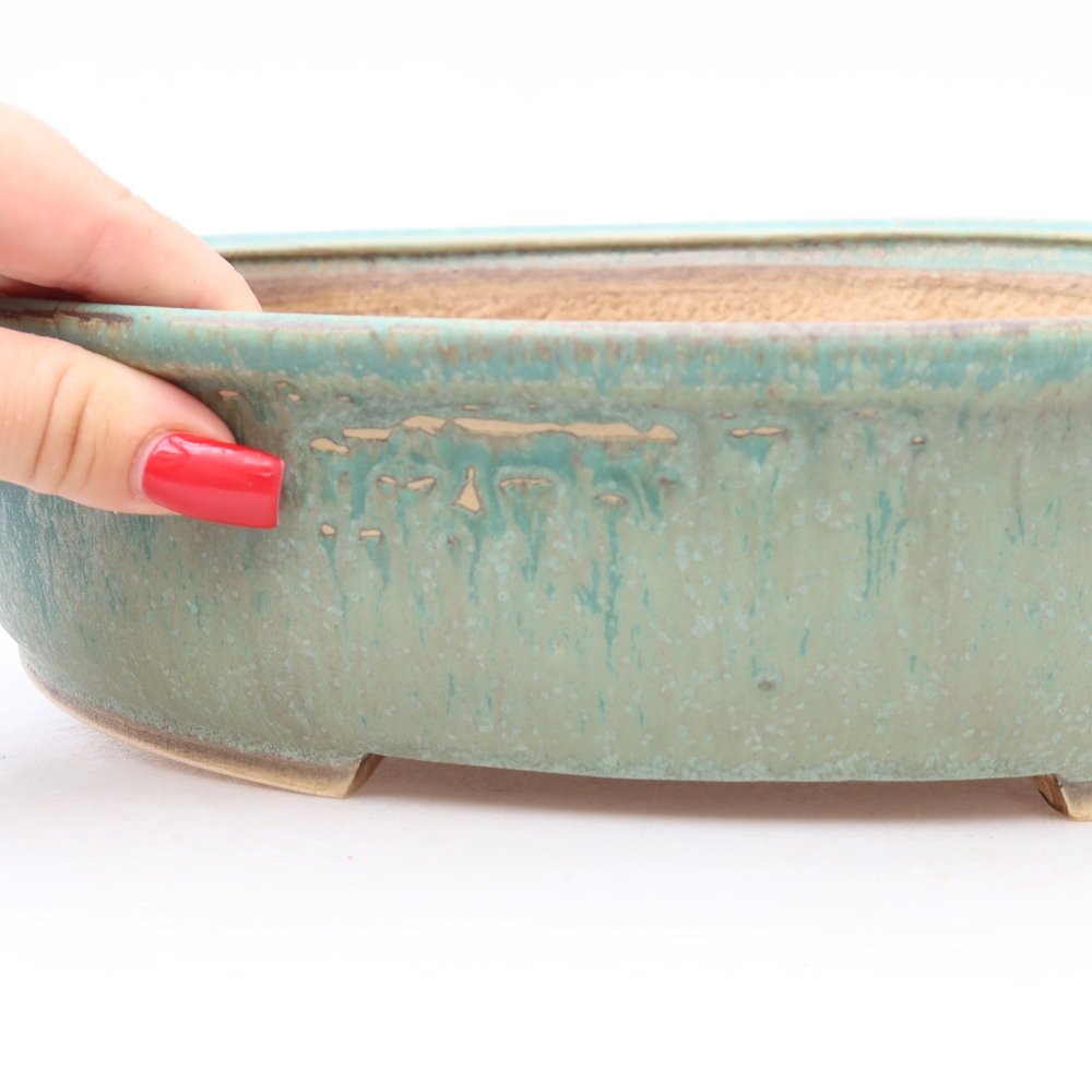 Vaso da bonsai in ceramica 31 x 27 x 7,5 cm, colore verde