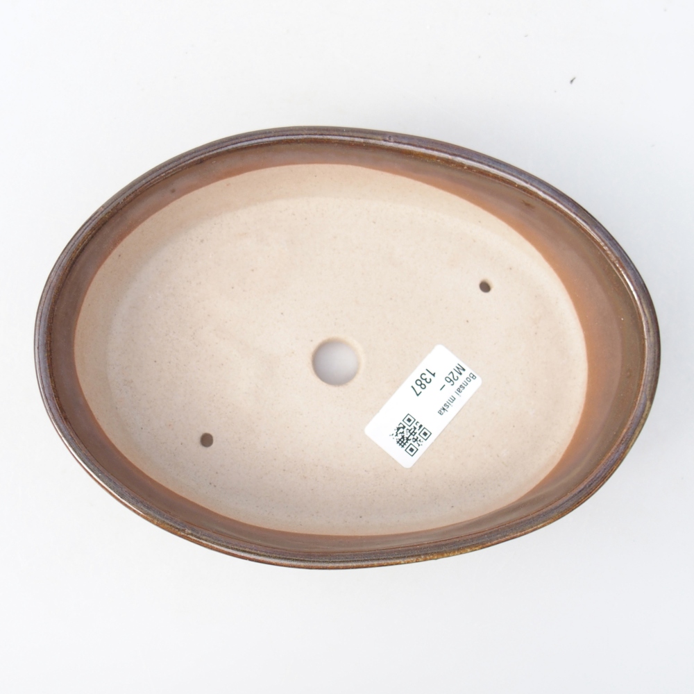 Ciotola per bonsai in ceramica 18,5 x 13,5 x 4,5 cm, marrone