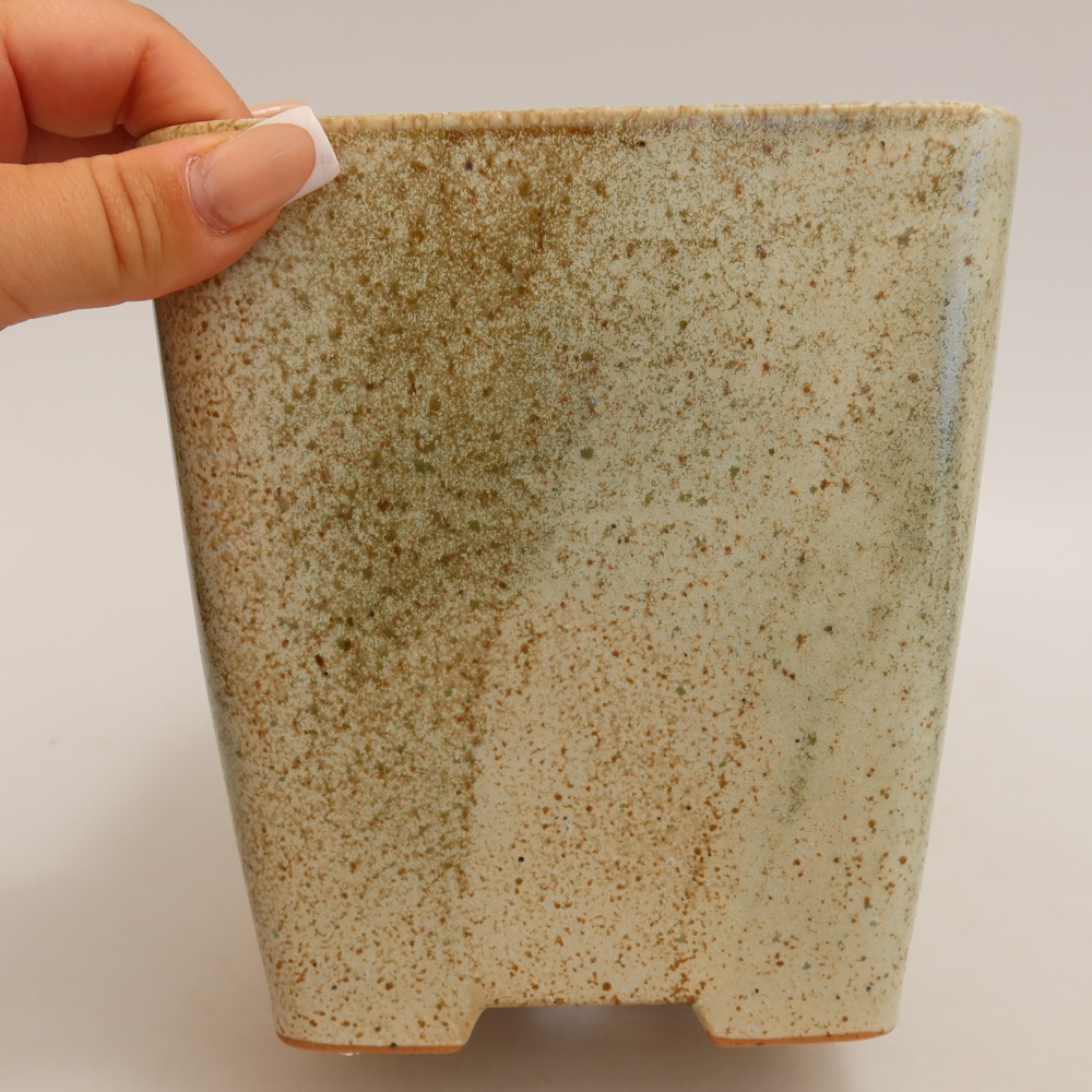 Ciotola per bonsai in ceramica 13,5 x 13,5 x 15 cm, verde