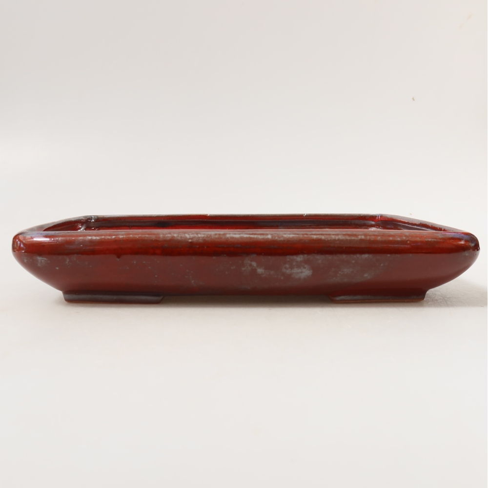 Vaso da bonsai in ceramica 24 x 17,5 x 4 cm, colore rosso metallizzato