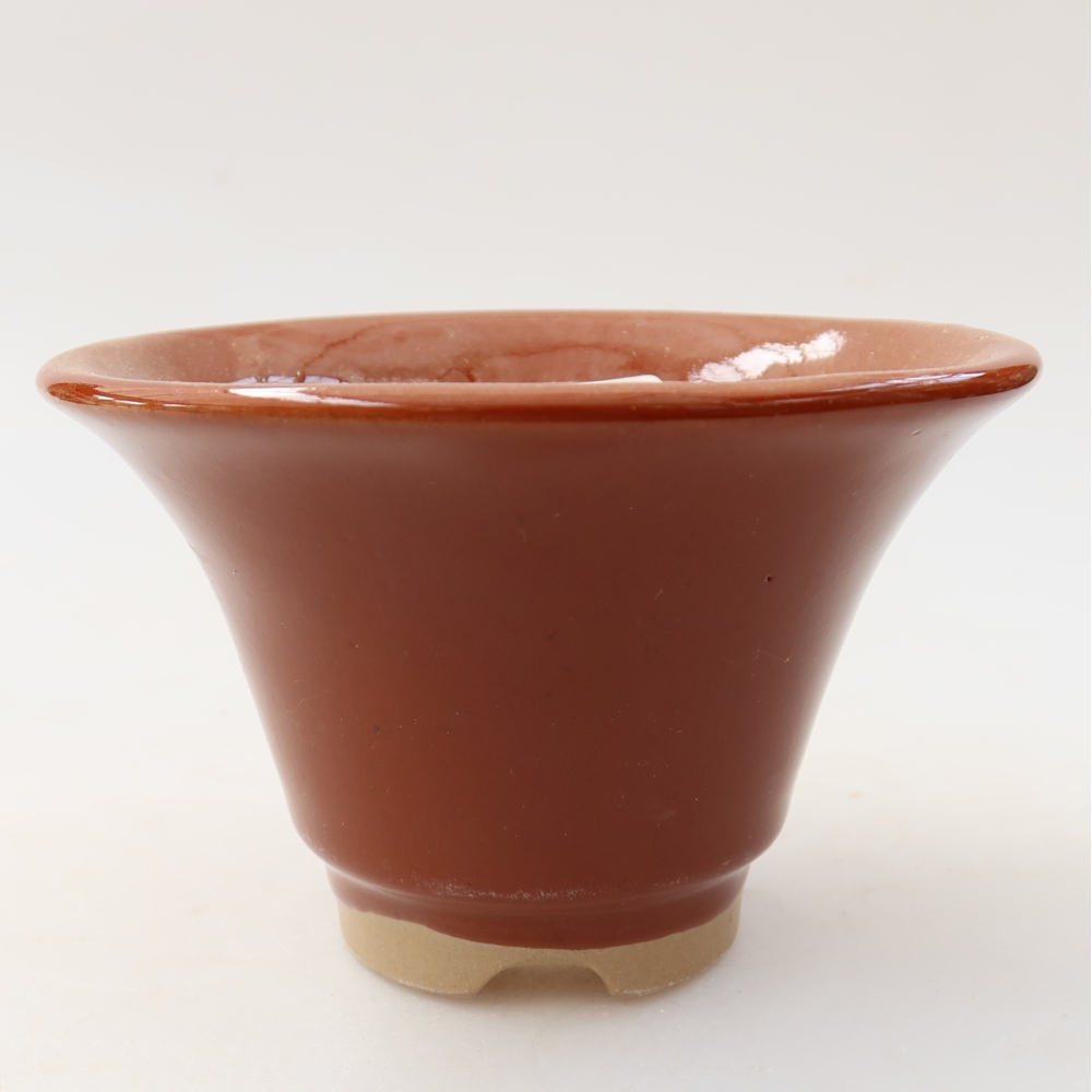 Vaso da bonsai in ceramica 10,5 x 10,5 x 7 cm, colore marrone
